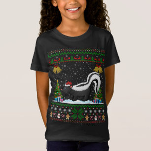 Funny Skunks Julafton Gift Santa Hat Ugly Skunk Kr T Shirt