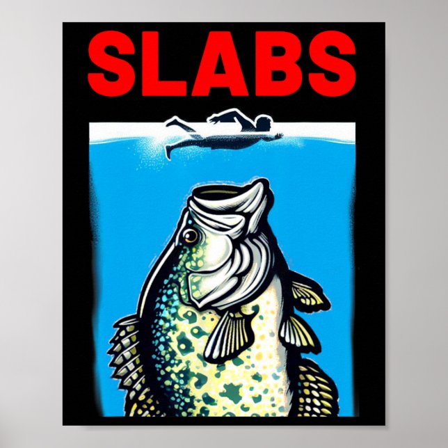 Funny Slab Berömd Shark Movie Parody Slabs Crappie Poster (Framsidan)