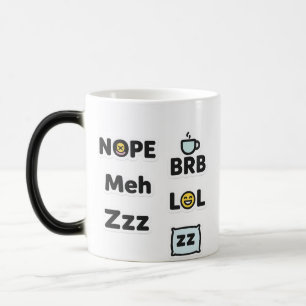 Funny Slang Mugg - Nope, Meh, BRB, LOL, Zzz