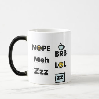 Funny Slang Mugg - Nope, Meh, BRB, LOL, Zzz