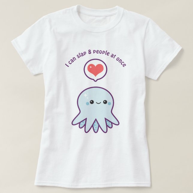 Funny Slapping Octopus Tee Shirt (Design framsida)