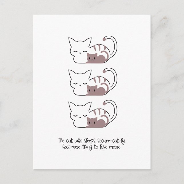 Funny Sleeping Cat Pun och Art II Vykort (Framsida)