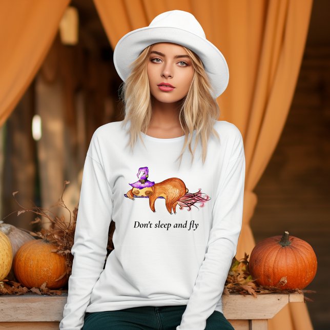 Funny Sleeping & Flies Sloth Womans Långärmad T Shirt (Skapare uppladdad)