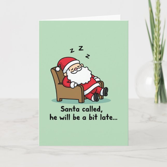 Funny Sleeping Santa Claus Christmas Card Kort (Framsida)