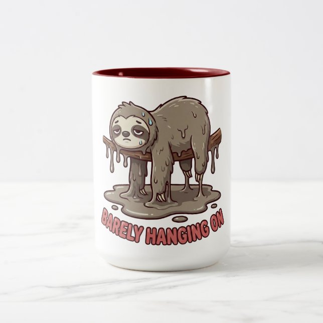 Funny Sleeping Sloth Melting Coffee Mug Två-Tonad Mugg (Center)