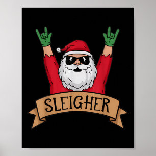 Funny Sleigher Rock N Roll Jultomten jul Poster