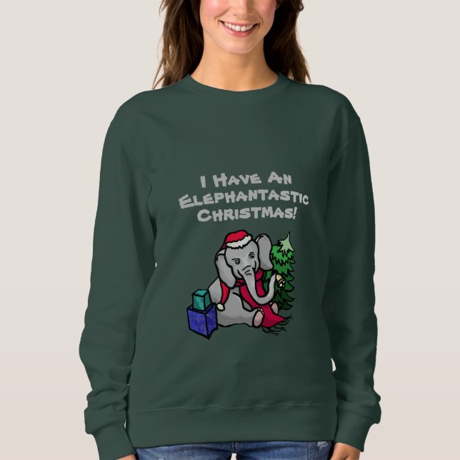 Funny Slogan Cute Tecknad Elephant jul Tee (Framsida)