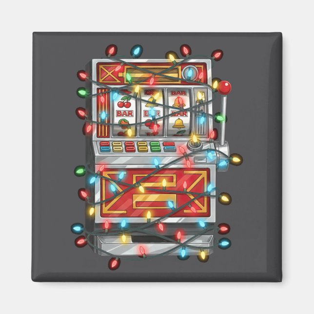 Funny Slot Machine Christmas Graphics Lights Lover Magnet (Framsidan)