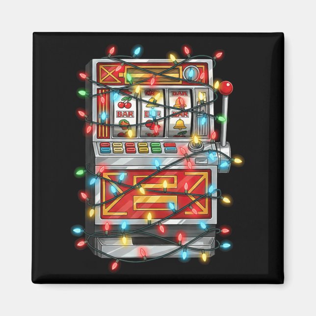 Funny Slot Machine Christmas Graphics Lights Lover Magnet (Framsidan)