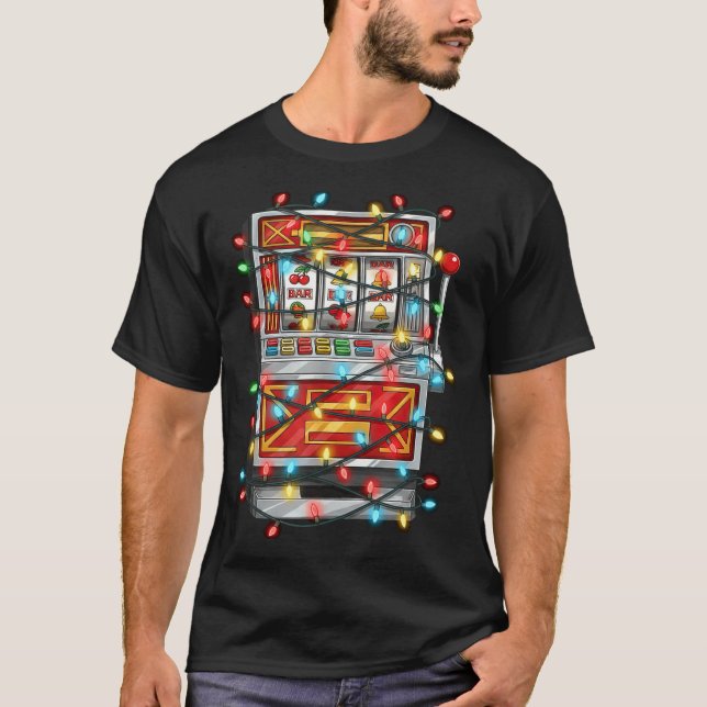 Funny Slot Machine Christmas Graphics Lights Lover T Shirt (Framsida)