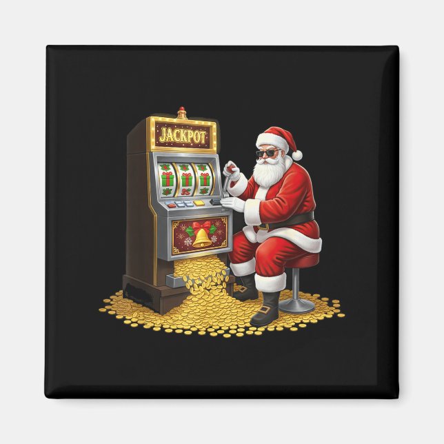 Funny Slot Machine Santa Christmas Graphic Casino  Magnet (Framsidan)