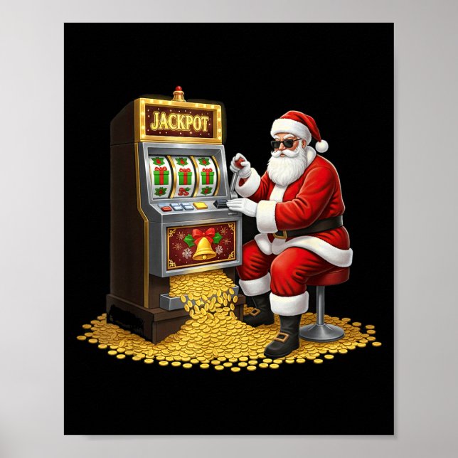 Funny Slot Machine Santa Christmas Graphic Casino  Poster (Framsidan)