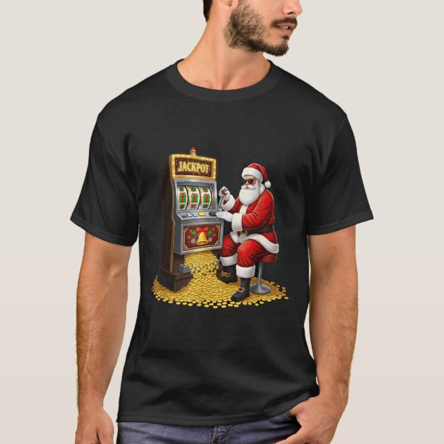 Funny Slot Machine Santa Christmas Graphic Casino  T Shirt (Framsida)