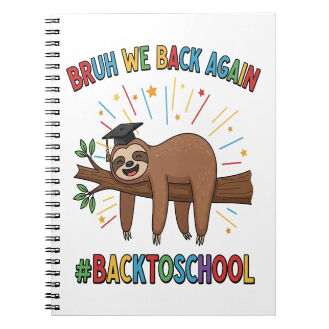 Funny Sloth Back to School Anteckningsbok (Framsidan)
