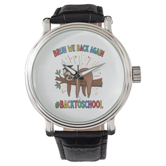 Funny Sloth Back to school Armbandsur (Framsida)
