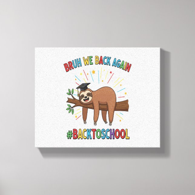 Funny Sloth Back to school Canvastryck (Framsida)