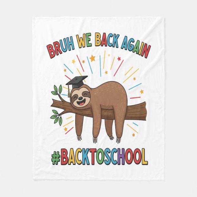Funny Sloth Back to school Fleecefilt (Framsidan)