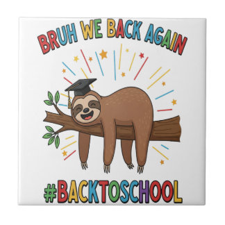 Funny Sloth Back to School Kakelplatta