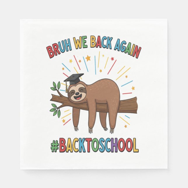 Funny Sloth Back to school Pappersservett (Framsidan)