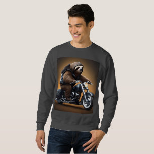 Funny Sloth Bikie på en motorcykel. Lång Ärmad Tröja