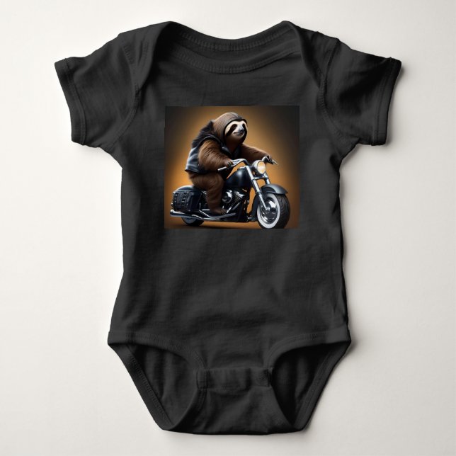 Funny Sloth Bikie på en motorcykel. T Shirt (Framsida)