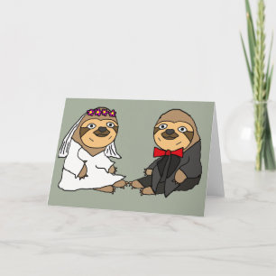 Funny Sloth Bride och Groom Bröllop Kort