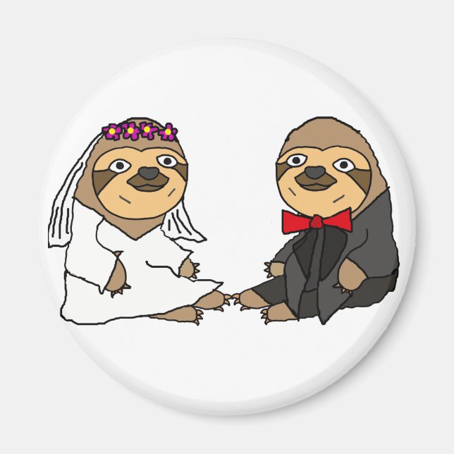 Funny Sloth Bride och Groom Bröllop Magnet (Framsidan)