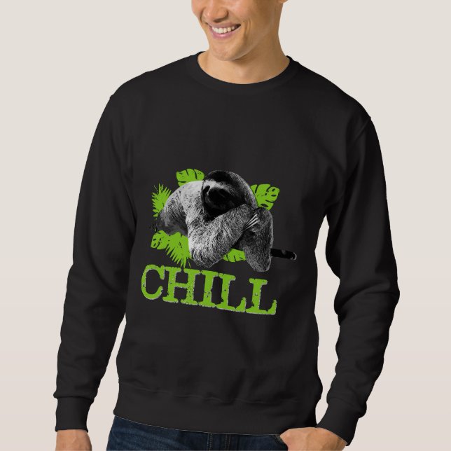 Funny Sloth Chill Lång Ärmad Tröja (Framsida)
