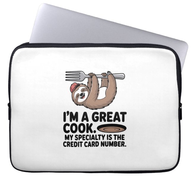 Funny Sloth Cook Hanging på en gaffel Laptop Fodral (Framsidan)