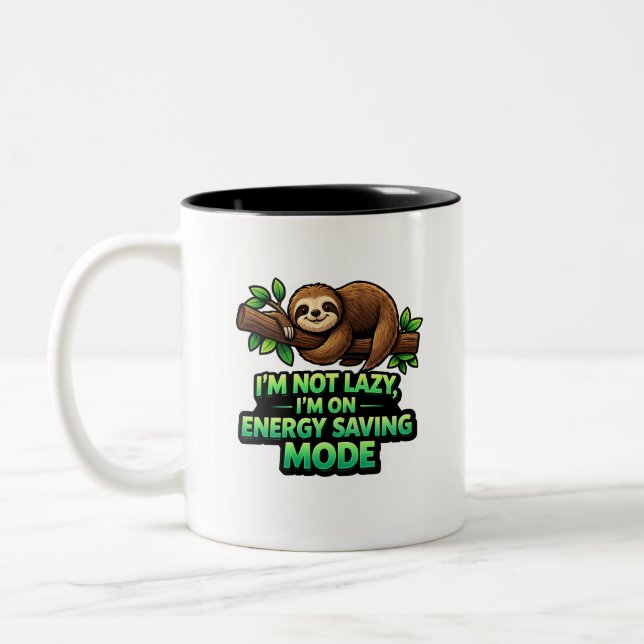 Funny Sloth Energy Saving Mode Coffee Mug Två-Tonad Mugg (Vänster)