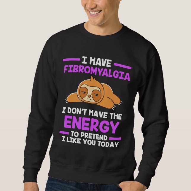 Funny Sloth Fibro Awareness Lång Ärmad Tröja (Framsida)