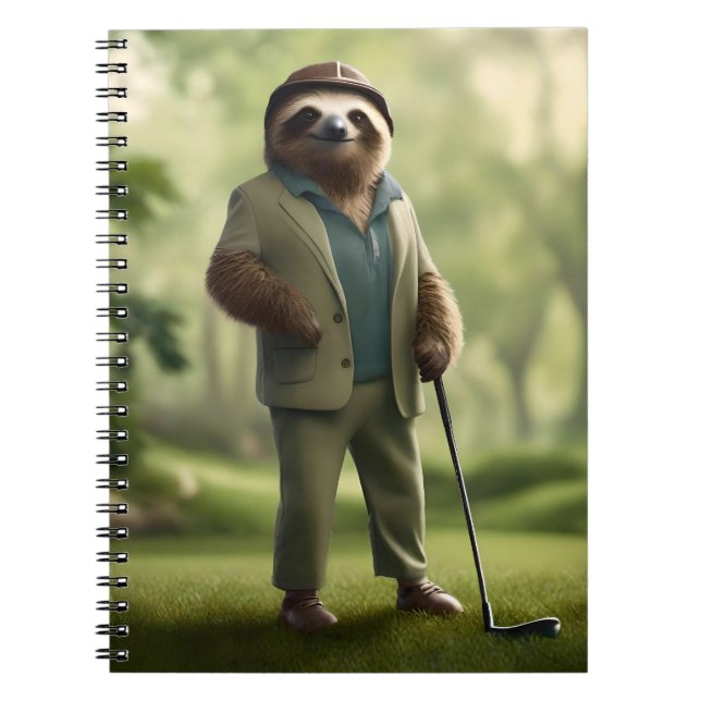 Funny Sloth Golf Player Anteckningsbok (Framsidan)