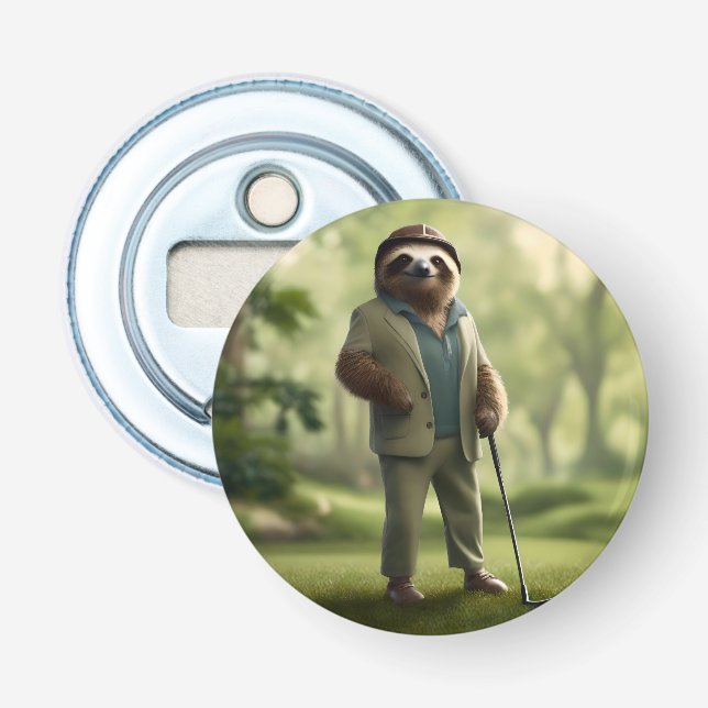 Funny Sloth Golf Player Flasköppnare (Framsidan)