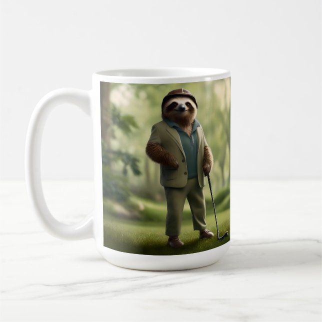 Funny Sloth Golf Player Kaffemugg (Vänster)