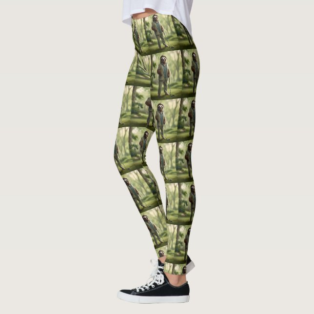 Funny Sloth Golf Player Leggings (Vänster)