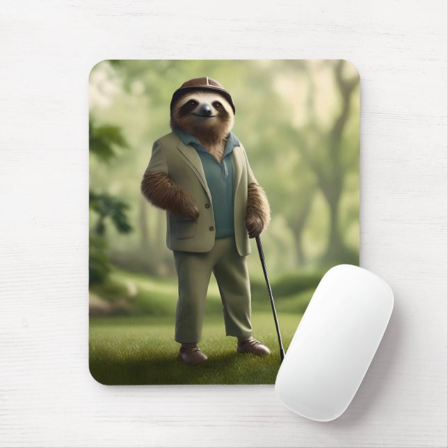 Funny Sloth Golf Player Musmatta (Med mus)