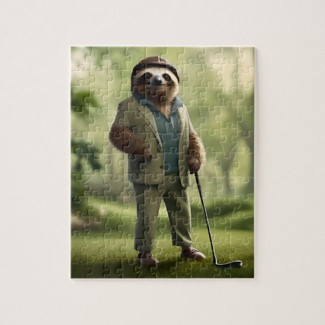 Funny Sloth Golf Player Pussel (Vertikal)