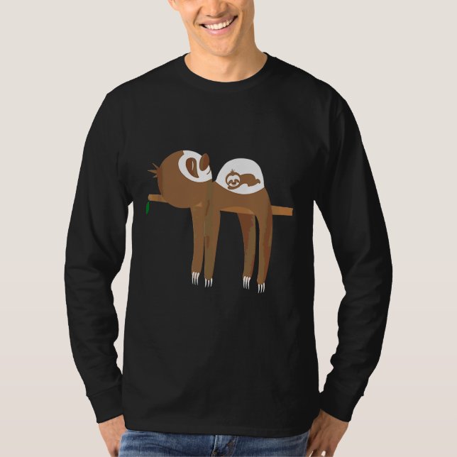 Funny Sloth Gravid-meddelande T Shirt (Framsida)