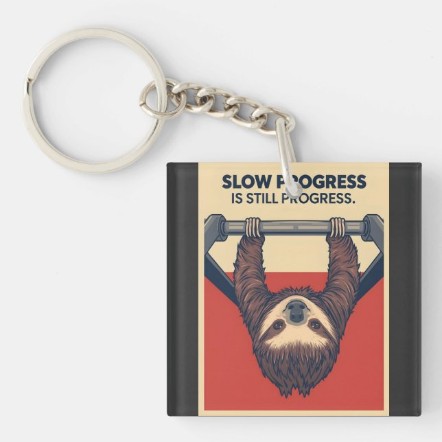 Funny Sloth Gym Motivation Poster - Slow Progress  (Framsidan)