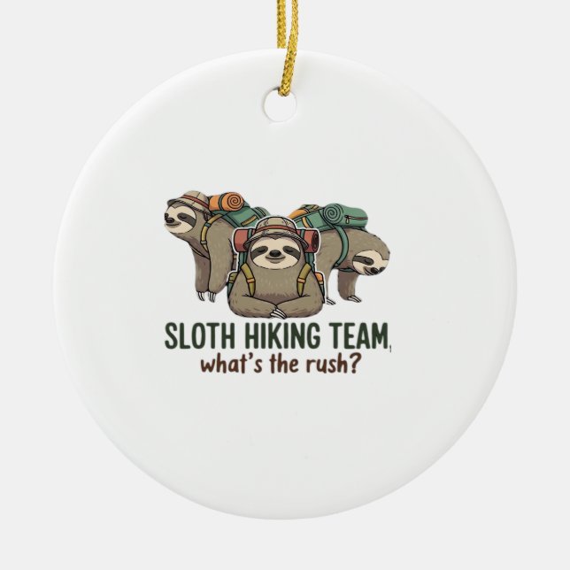 Funny Sloth Hiking Classic T-Shirt_5 Julgransprydnad Keramik (Framsidan)