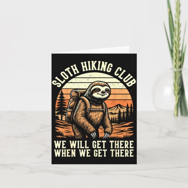 Funny Sloth Hiking Club Outdoor Hiker Men Women Vi Kort (Framsida)