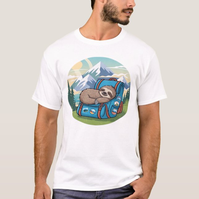 Funny Sloth Hiking Oversized T-Shirt (Framsida)
