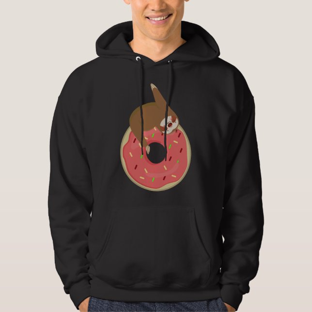 Funny Sloth Hugger Donut Cute Doughnut Animal Hoodie (Framsida)