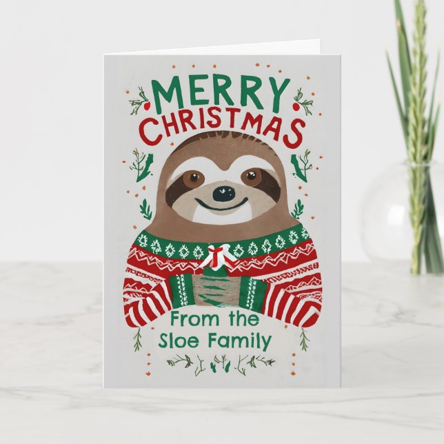 Funny Sloth jul Kort (Framsida)