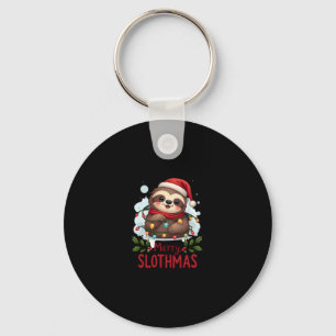 Funny Sloth Julafton Ljus Merry Slothmas Sloth Chr Nyckelring