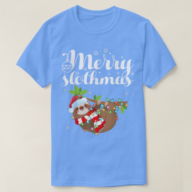 Funny Sloth Julafton Ljus Merry Slothmas Sloth Chr T Shirt (Design framsida)