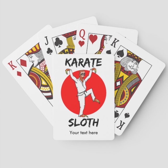 Funny Sloth Karate Japan Flagga Kortlek (Baksidan)