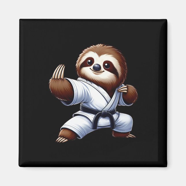Funny Sloth Karate Martial Arts Japansk martial A Magnet (Framsidan)