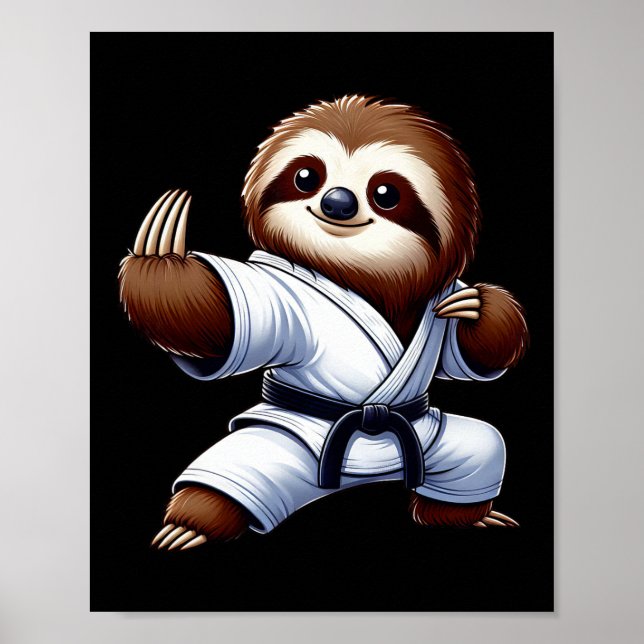Funny Sloth Karate Martial Arts Japansk martial A Poster (Framsidan)