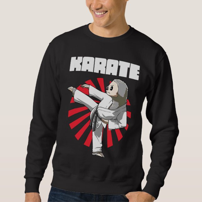 Funny Sloth Karate Nap Sloth Lazy Lång Ärmad Tröja (Framsida)